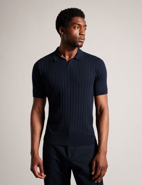 OPEN COLLAR POLO | NAVY