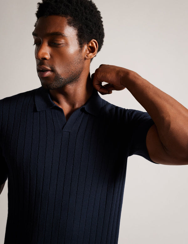 OPEN COLLAR POLO | NAVY