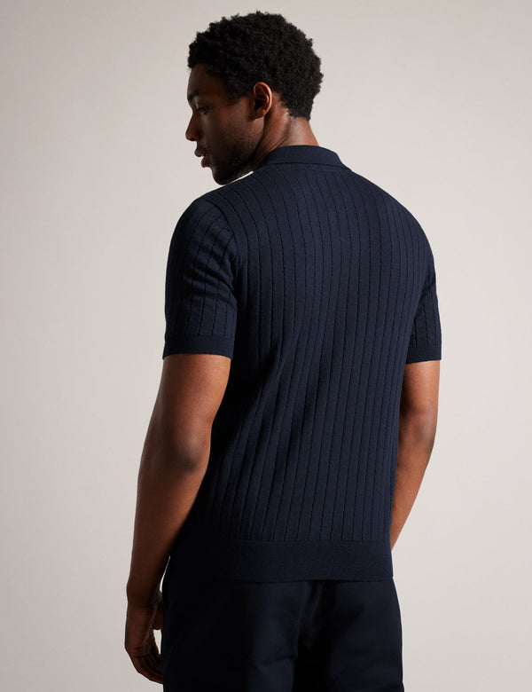 OPEN COLLAR POLO | NAVY