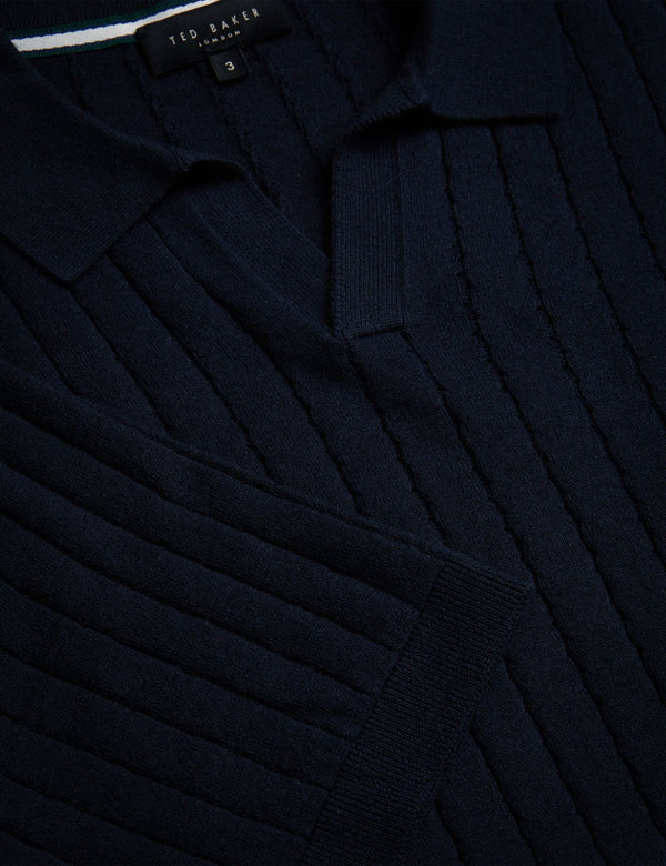 OPEN COLLAR POLO | NAVY