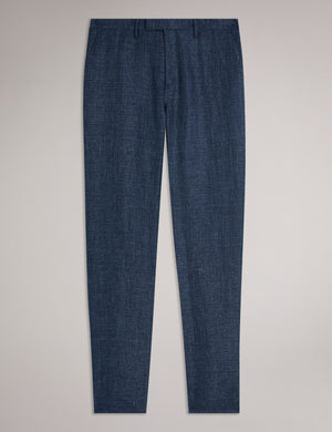 SLIM LINEN WOOL TROUSERS | NAVY