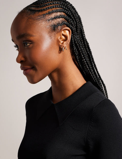 LONG SLEEVE MOCK DETAIL DRESS | BLACK