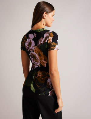 PRINTED FITTED TEE | BLACK