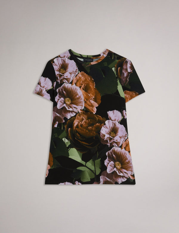 PRINTED FITTED TEE | BLACK