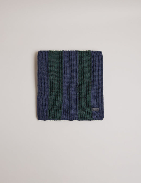 RIBBED STRIPED SCARF | DK-GREEN