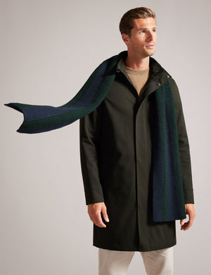 RIBBED STRIPED SCARF | DK-GREEN