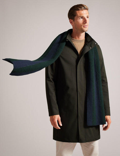 RIBBED STRIPED SCARF | DK-GREEN