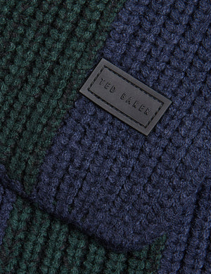 RIBBED STRIPED SCARF | DK-GREEN