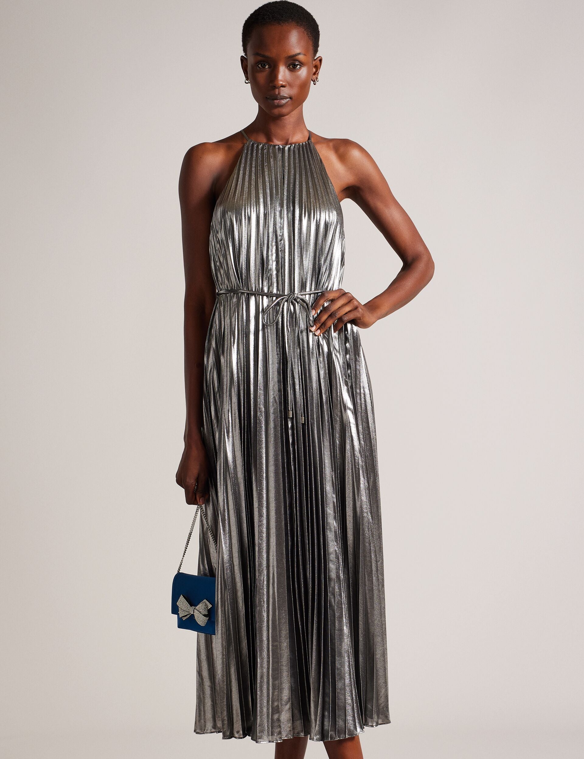 Pleated Metallic Midi Dress | Juudiie | Ted Baker US Pleated Metallic Midi Dress | Juudiie | Ted Baker US