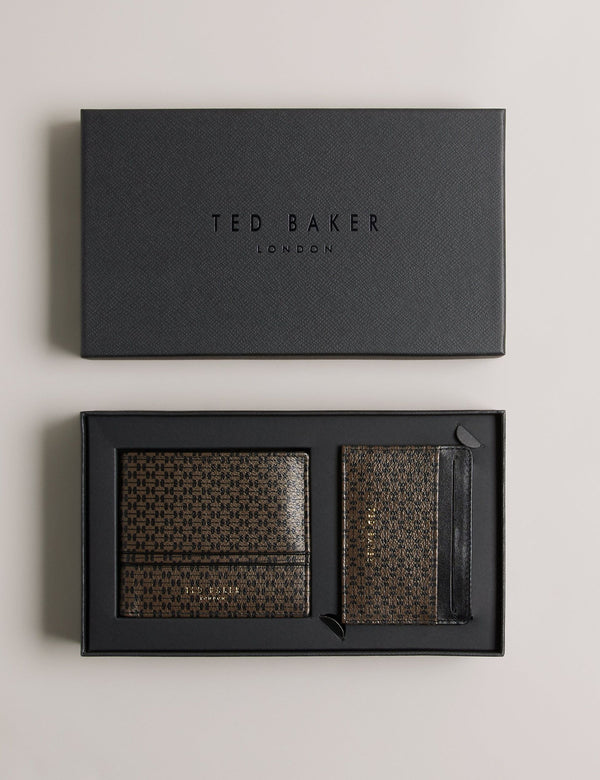 LEATHER WALLET AND CARDHOLDER SET | BLACK