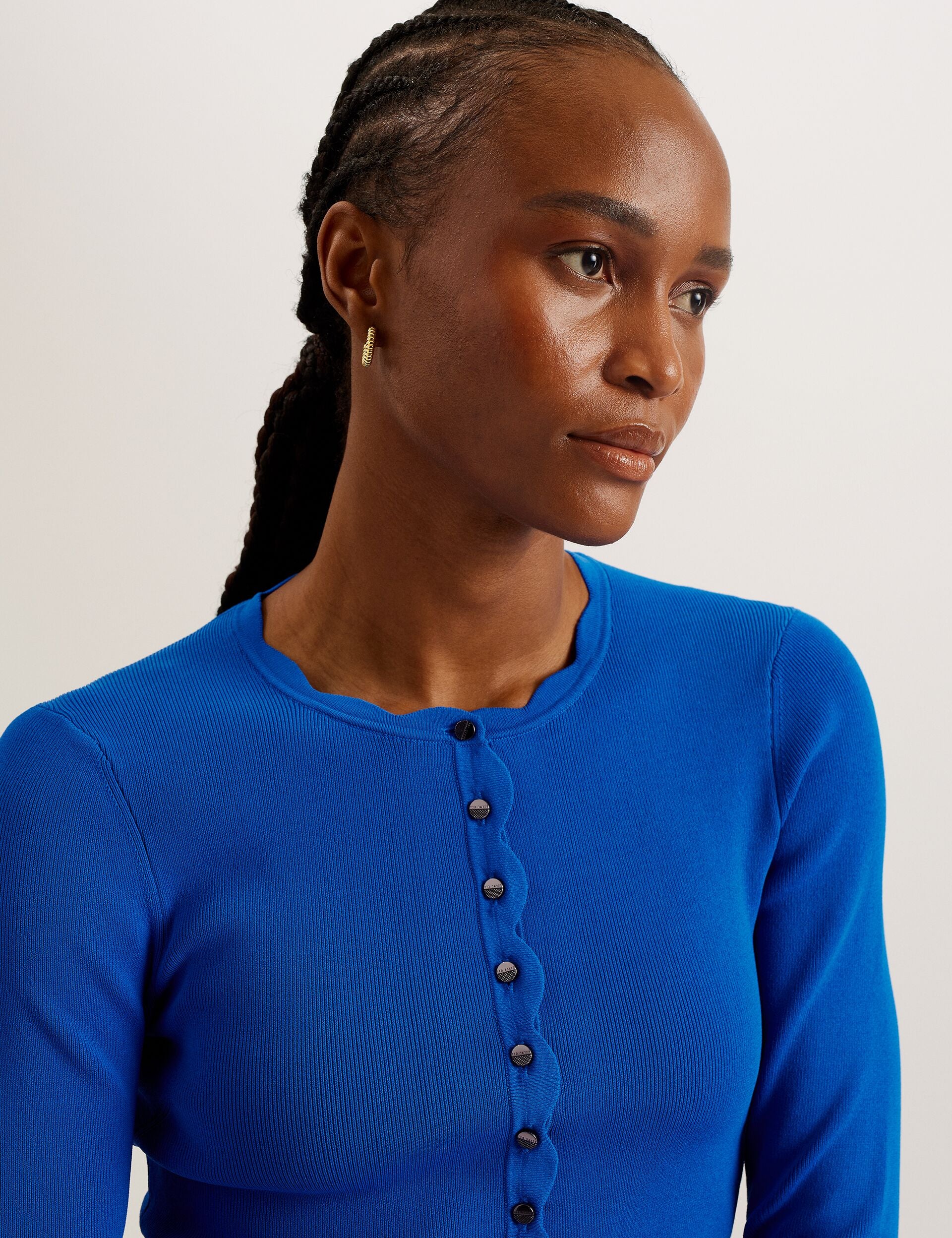 Mid Blue Scallop Trim Cardigan | Kklara | Ted Baker US