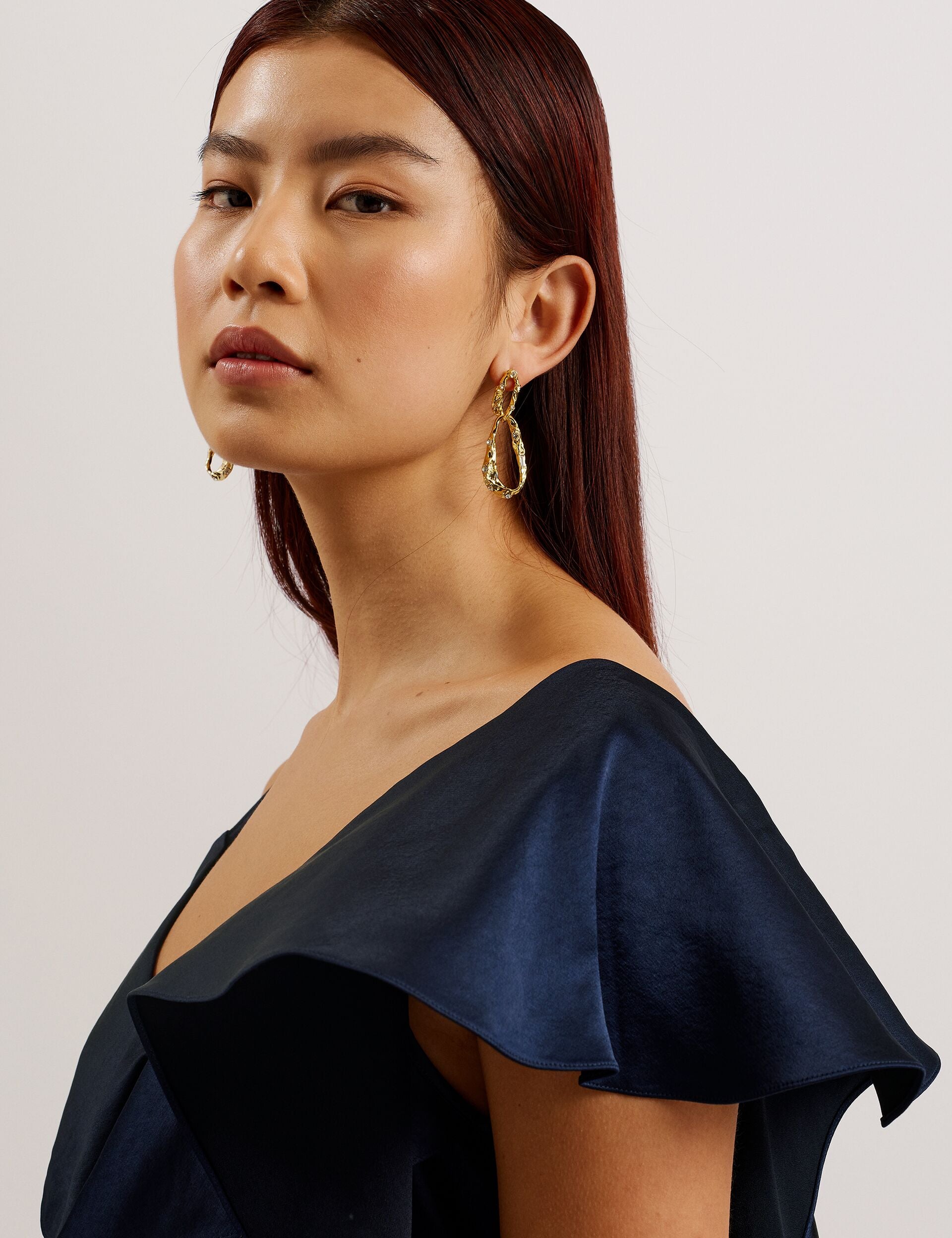 auria off shoulder maxi dress Aurianne White Asymmetrical Draped Maxi Dress