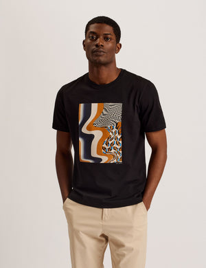 REGULAR BOX PRINT T-SHIRT | BLACK