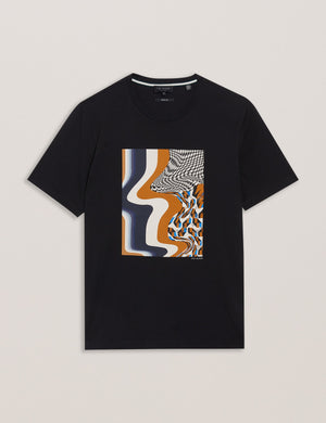 REGULAR BOX PRINT T-SHIRT | BLACK