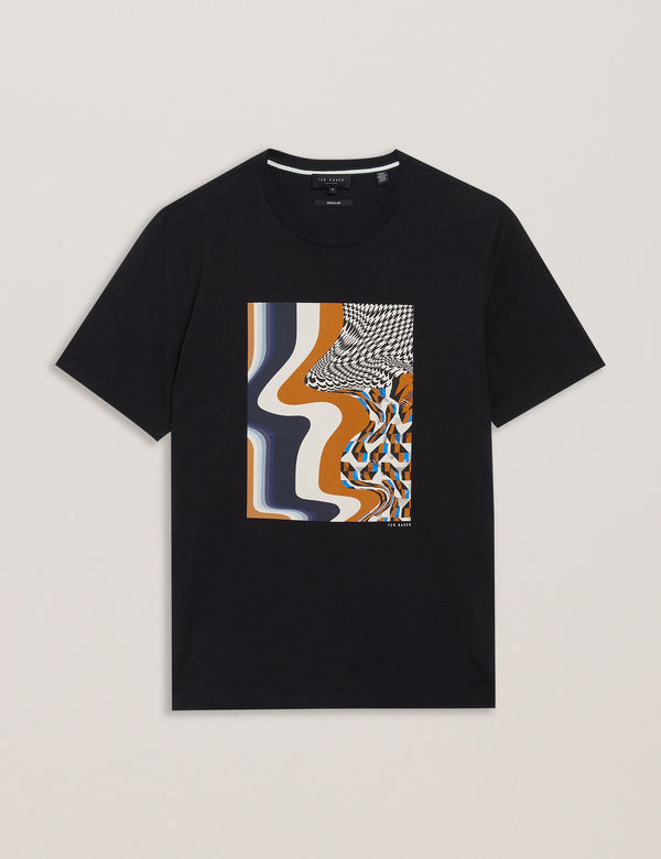 REGULAR BOX PRINT T-SHIRT | BLACK