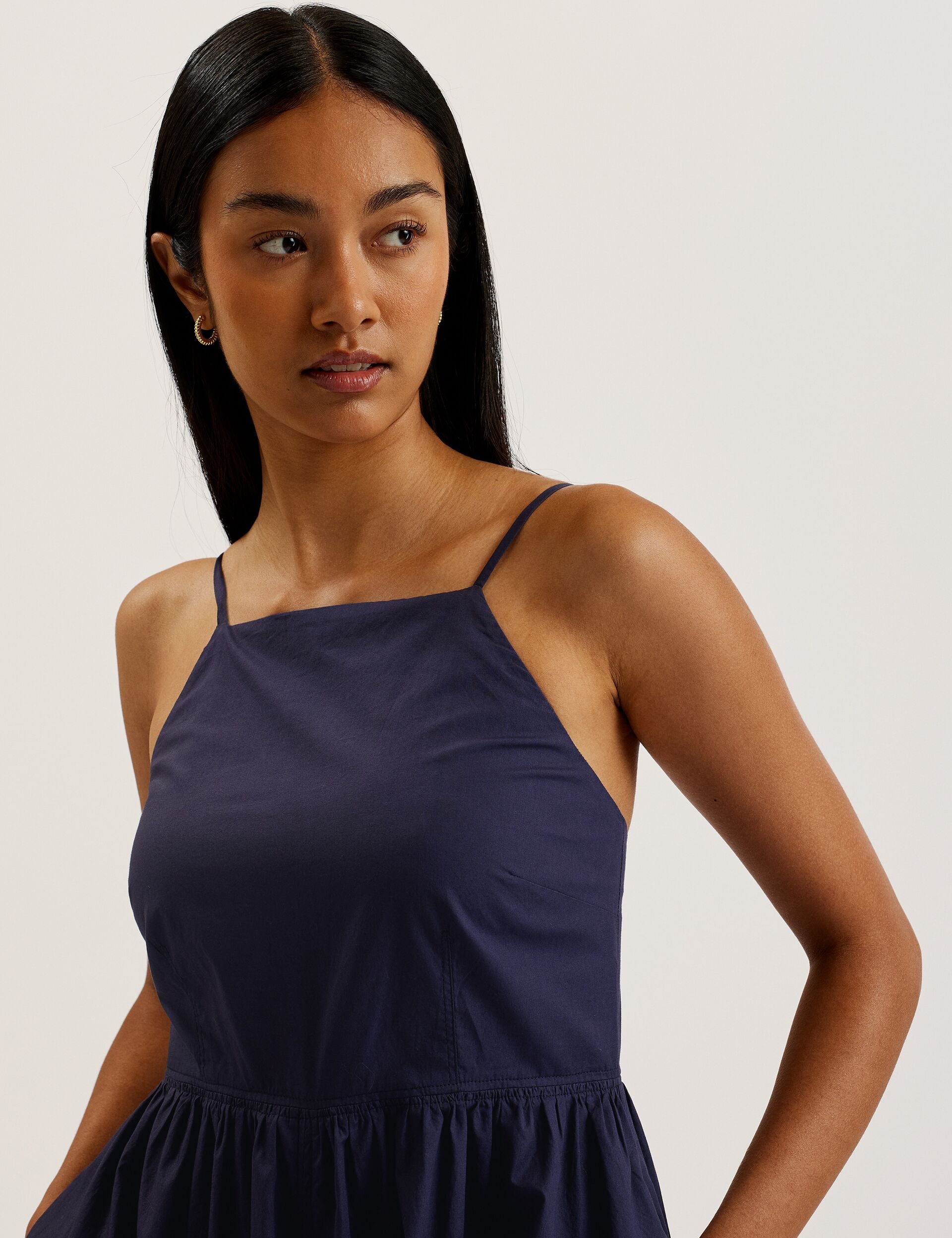 Dk-blue Squared Neck Strappy Cross Over Jumpsuit | Eze | Ted Baker US