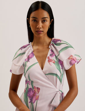 Floral Angel Sleeve Wrap Mini Dress | Fasnia | Ted Baker US Floral Angel Sleeve Wrap Mini Dress | Fasnia | Ted Baker US