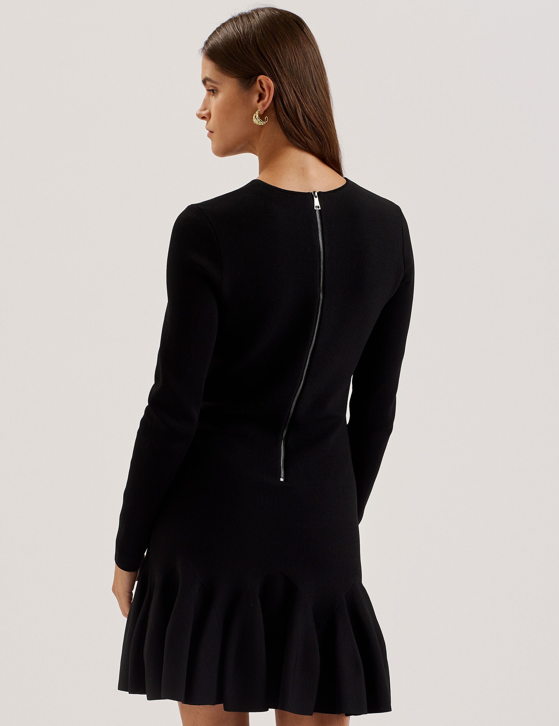 Flounce Hem Long Sleeve Knitted Mini Dress | Loisss | Ted Baker US Flounce Hem Long Sleeve Knitted Mini Dress | Loisss | Ted Baker US