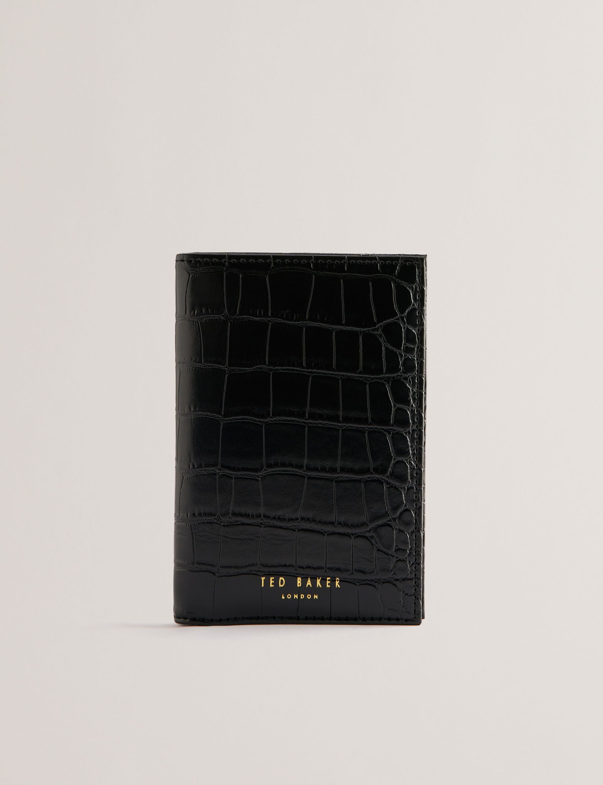 KELLIII - Croc Texture Passport Cover And Travel Pouch