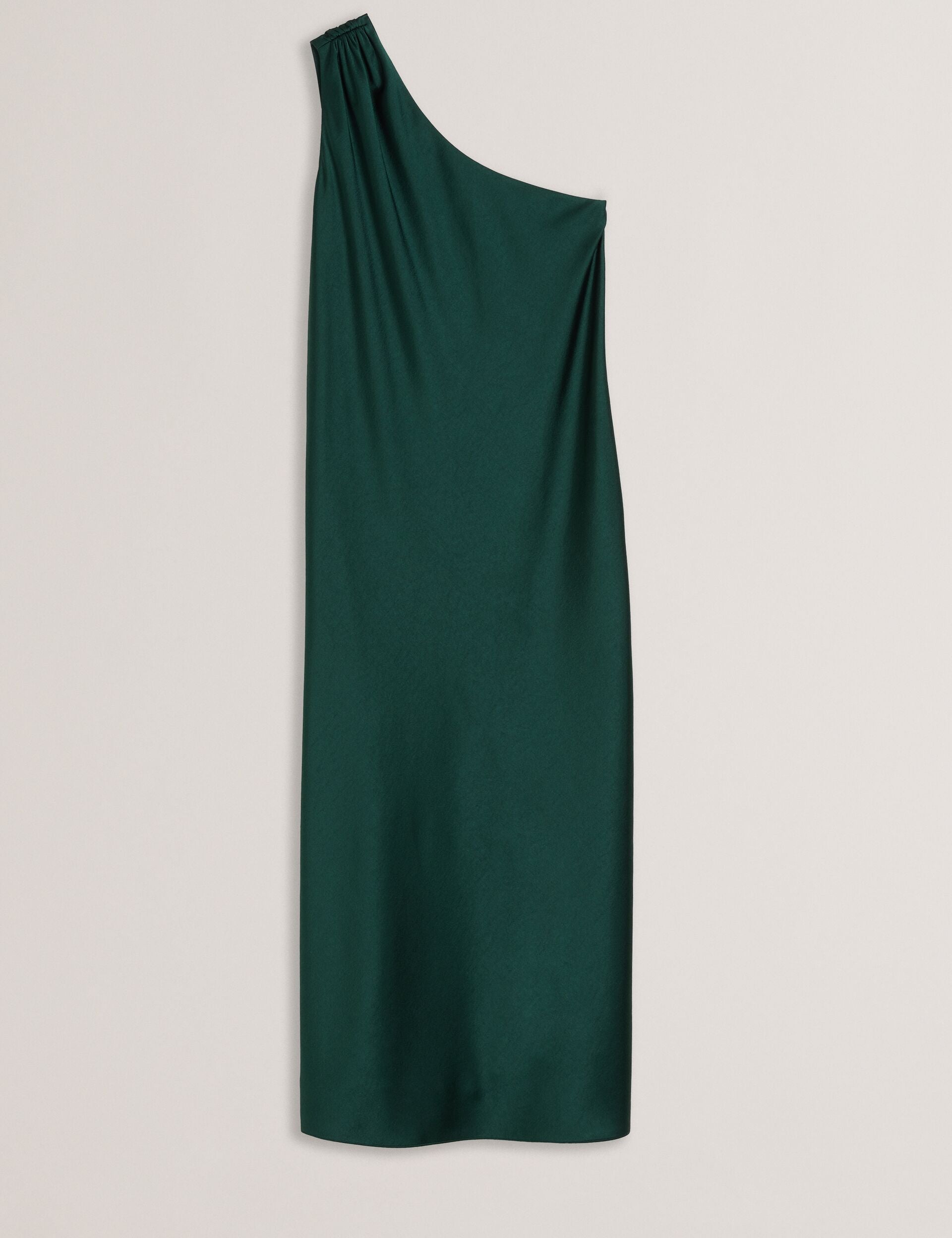 Dark Green Satin One Shoulder Midi Dress | Melgar | Ted Baker UK Dark Green Satin One Shoulder Midi Dress | Melgar | Ted Baker UK