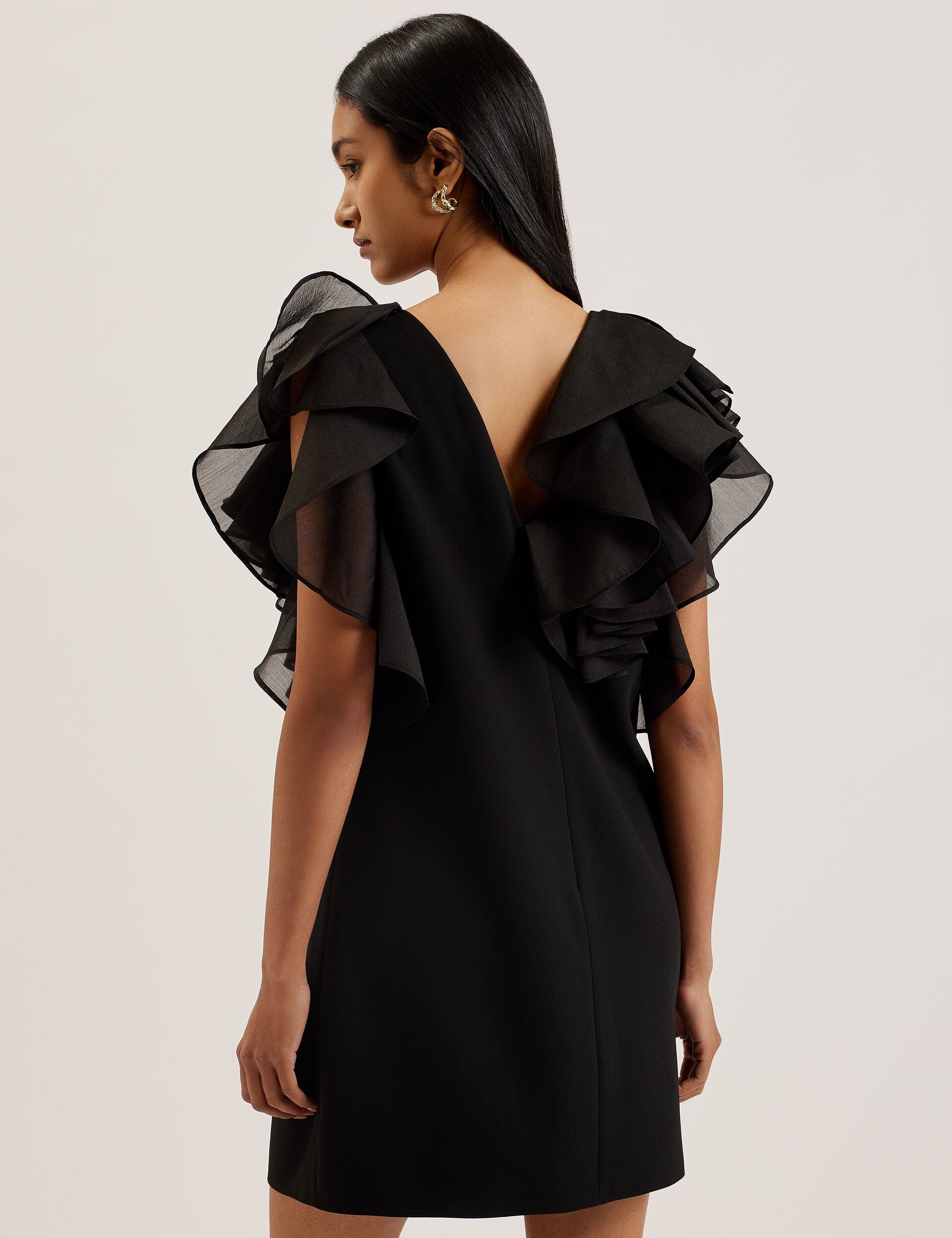 Oversized Ruffle Trim V-neck Mini Dress | Elqui | Ted Baker IE Oversized Ruffle Trim V-neck Mini Dress | Elqui | Ted Baker IE