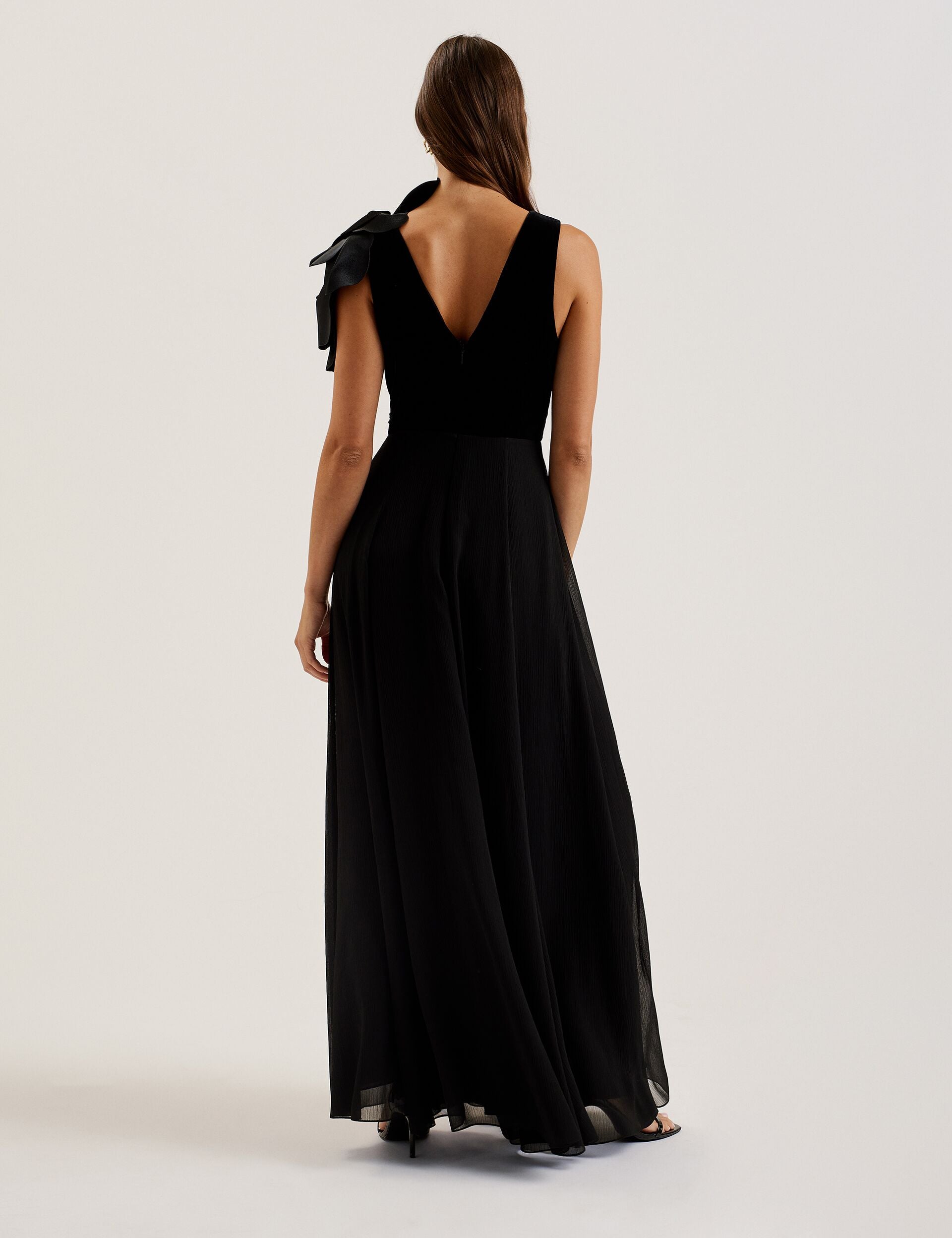 Black Corsage Plunge Neck Sleeveless Maxi Dress | Beira | Ted Baker UK