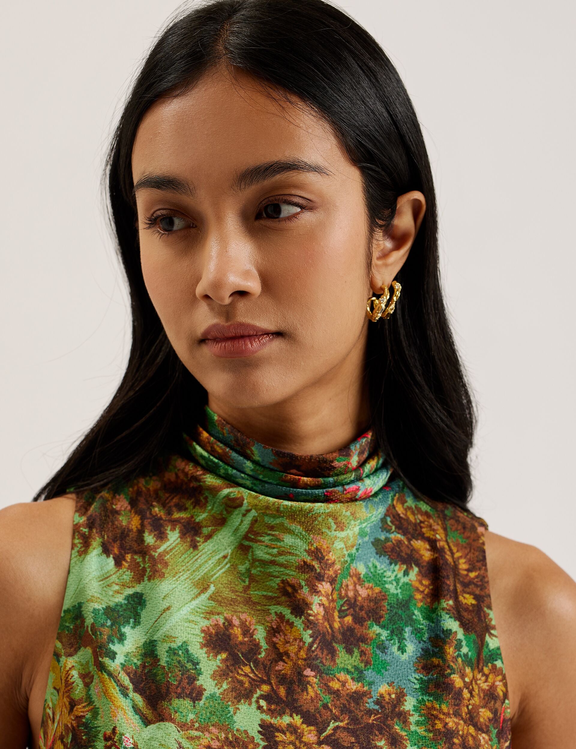 EYVA Satin Printed High Neck Midi Slip Dress eyva-satin-printed-high-neck-midi-slip-dress