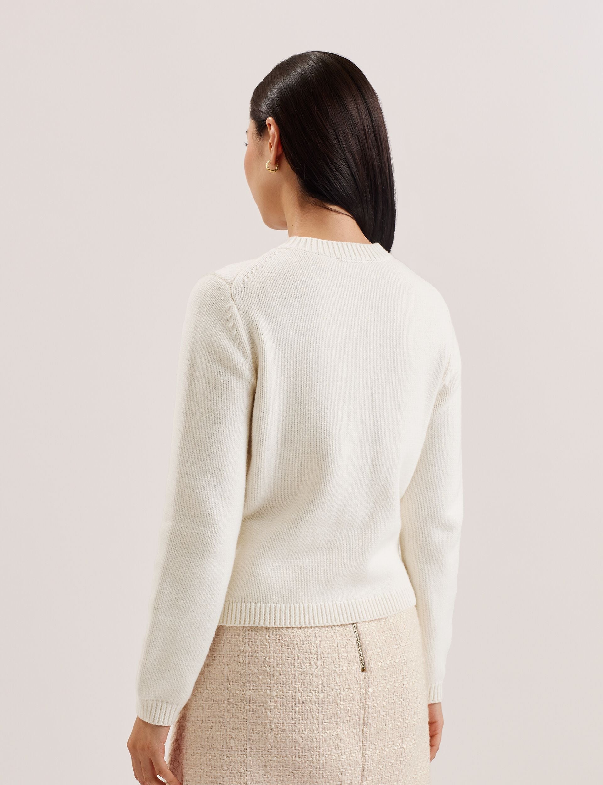 Rose Button Knitted Crew Neck Cardigan | Jaycey | Ted Baker US