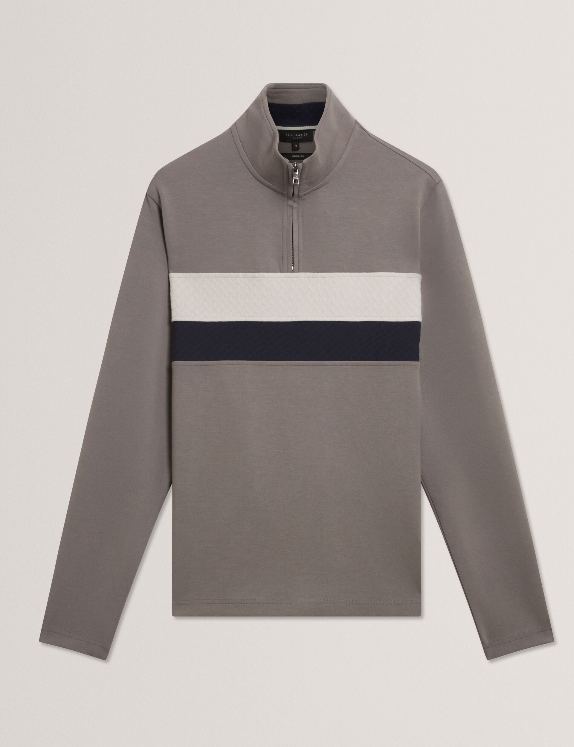 Stripe Panel Zip Neck Sweatshirt | Viktoro | Ted Baker US