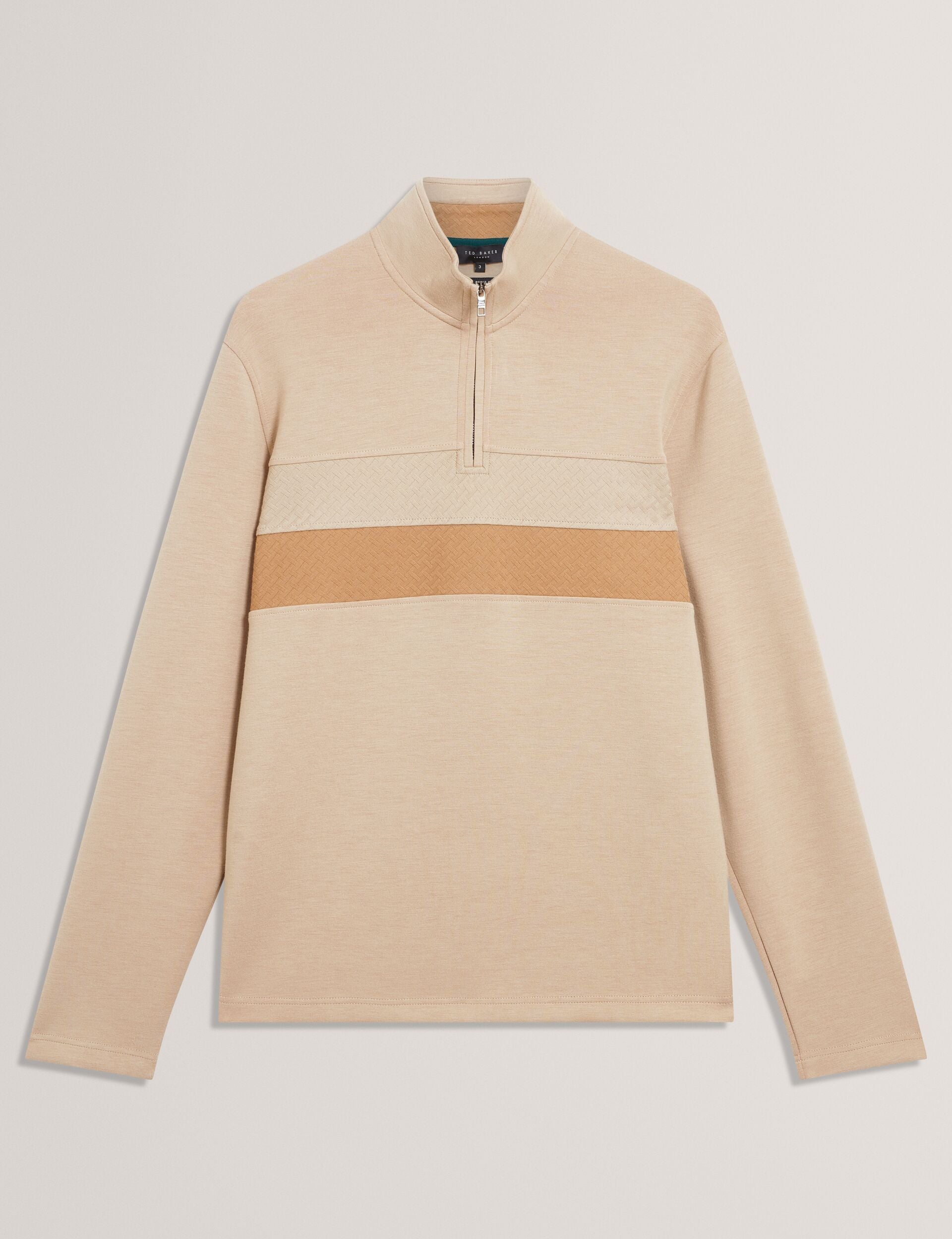 Stripe Panel Zip Neck Sweatshirt | Viktoro | Ted Baker US