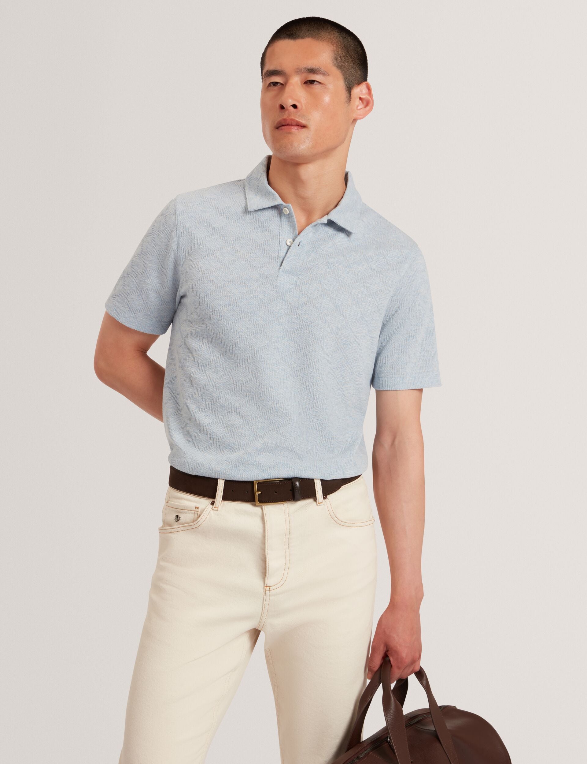 DALIMI Diamond Jacquard Short Sleeve Polo