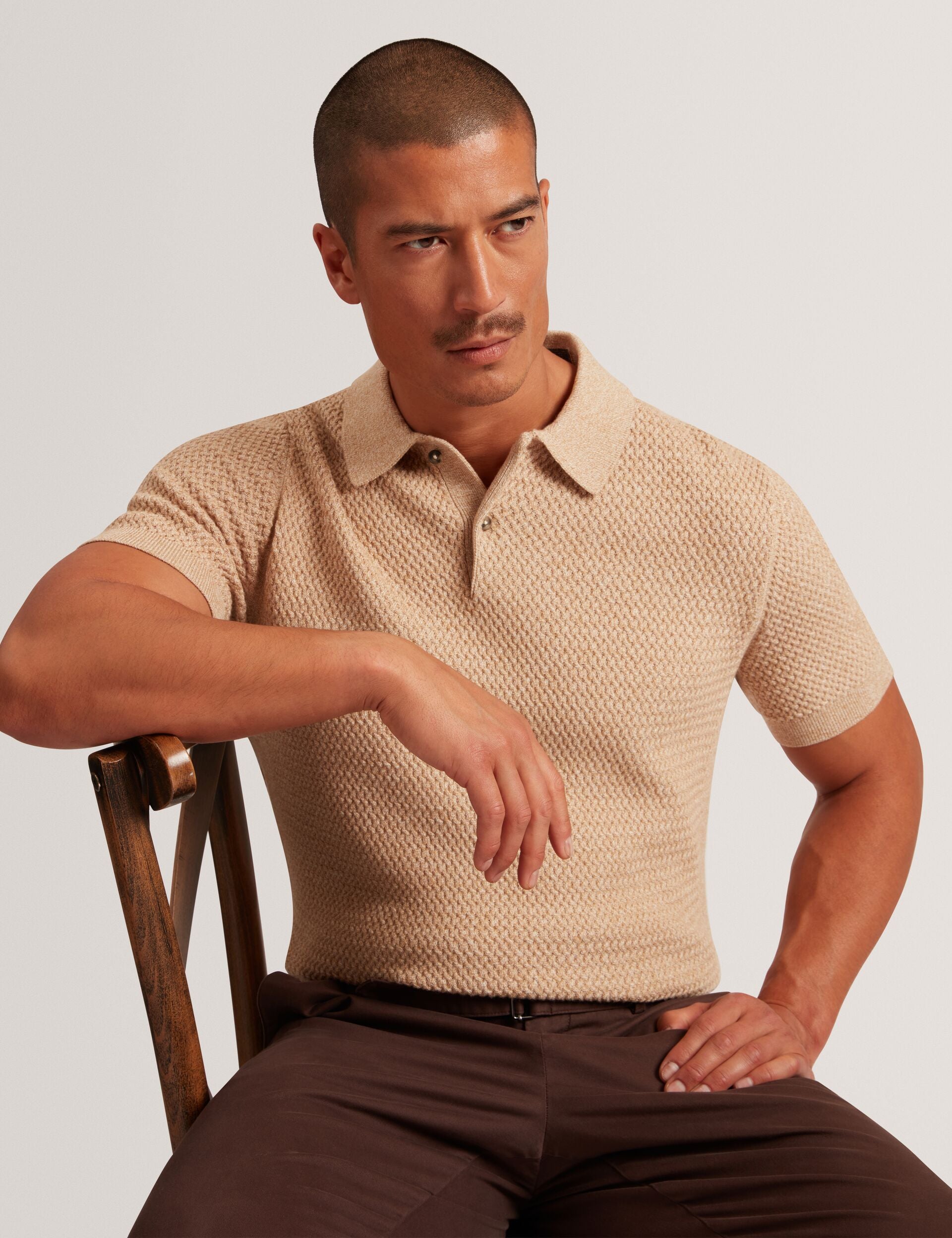 Textured Stitch Knitted Polo Shirt | Janko | Ted Baker US