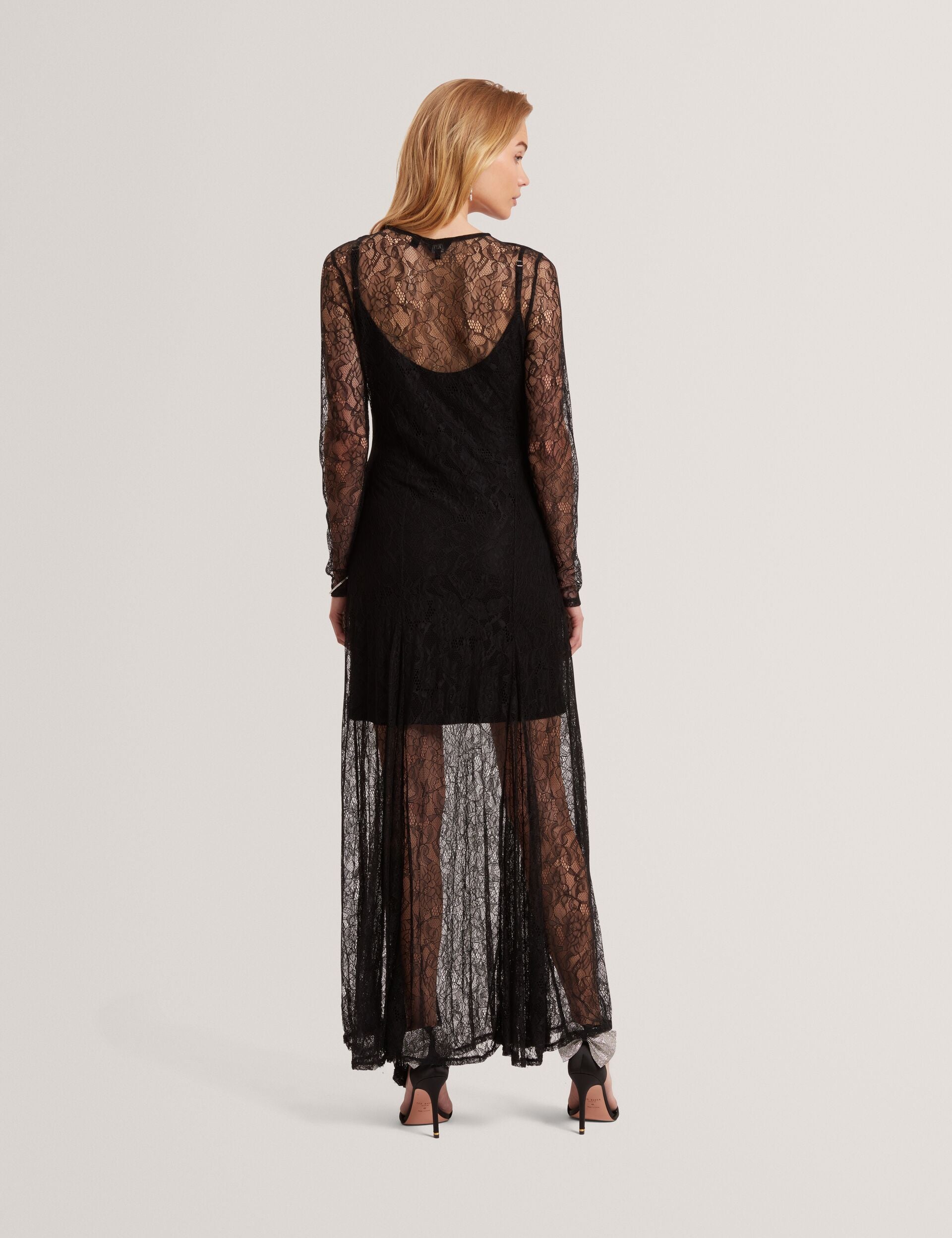 Sheer Lace Long Sleeve Maxi Dress | Petunya | Ted Baker IE Sheer Lace Long Sleeve Maxi Dress | Petunya | Ted Baker IE