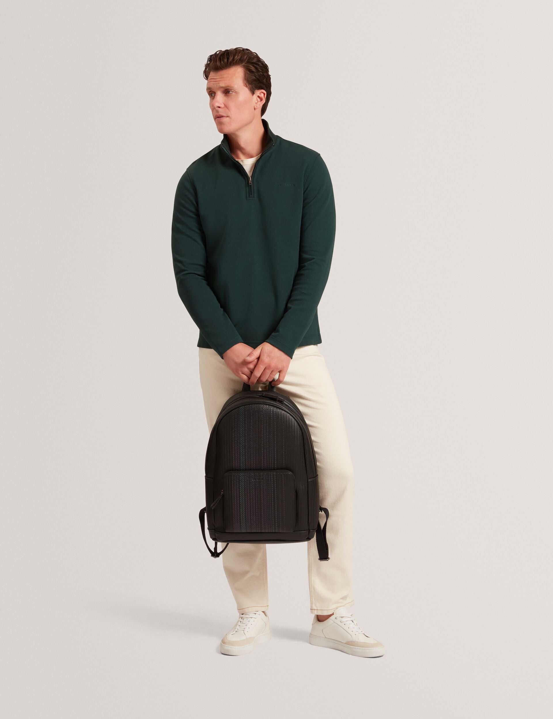 Stretch Cotton Zip Neck Sweatshirt | Crabtre | Ted Baker UK