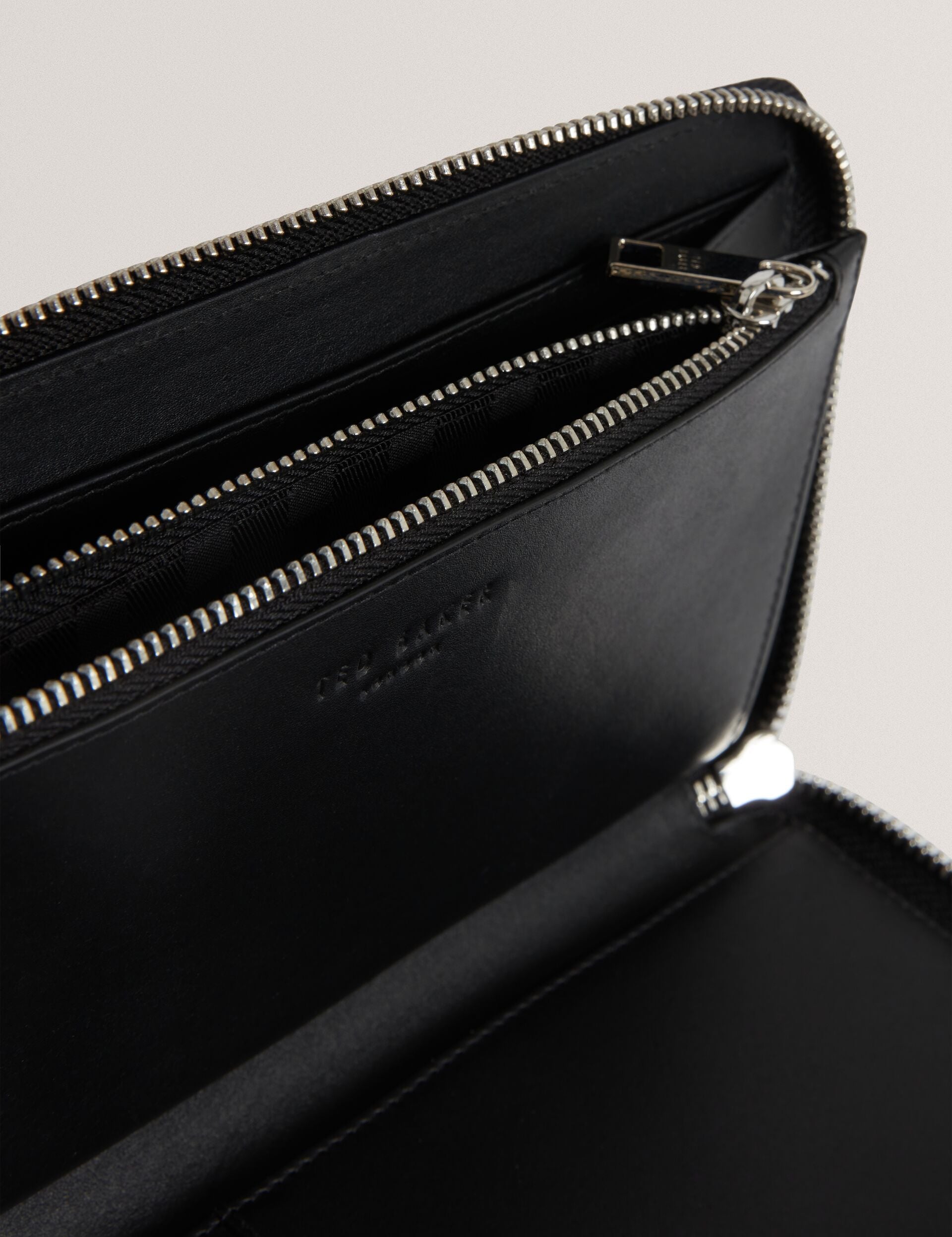 Black Bark Texture Leather Zip-around Travel Wallet | Balvin | Ted