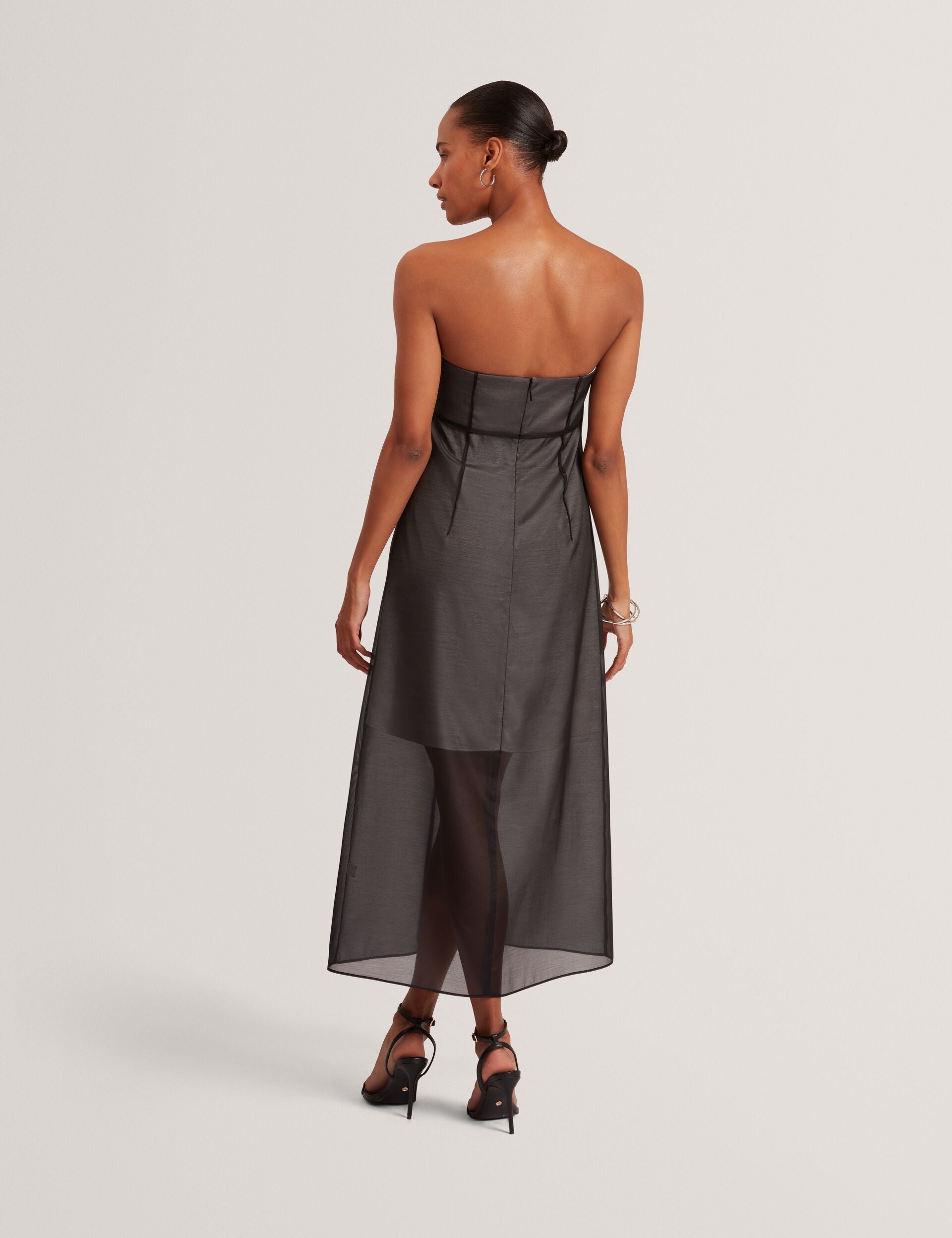 Black Floral Graphic Sleeveless Organza Midi Dress | Florza | Ted Baker UK Black Floral Graphic Sleeveless Organza Midi Dress | Florza | Ted Baker UK