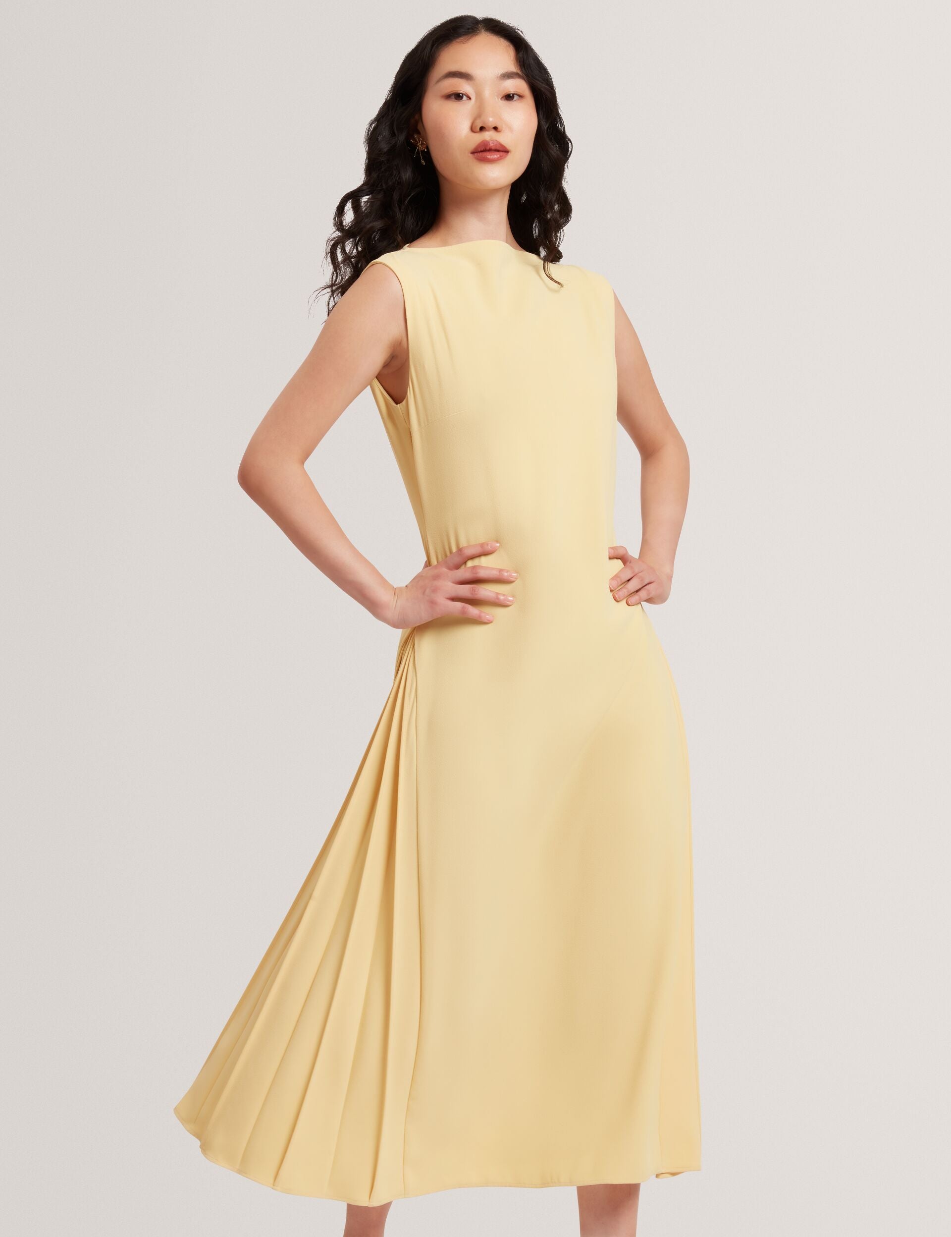 ted baker yellow pleated dress Ted Baker Nellina Pleated Dress in Yellow