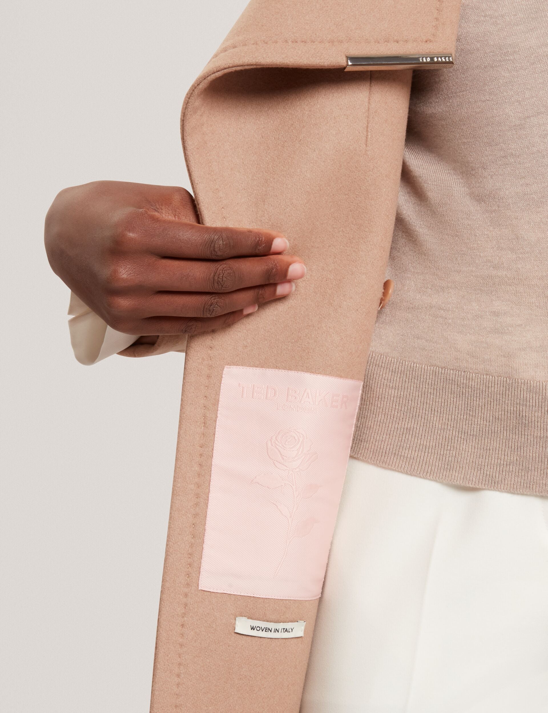 Camel Short Belted Wool Wrap Coat | Rosess | Ted Baker US