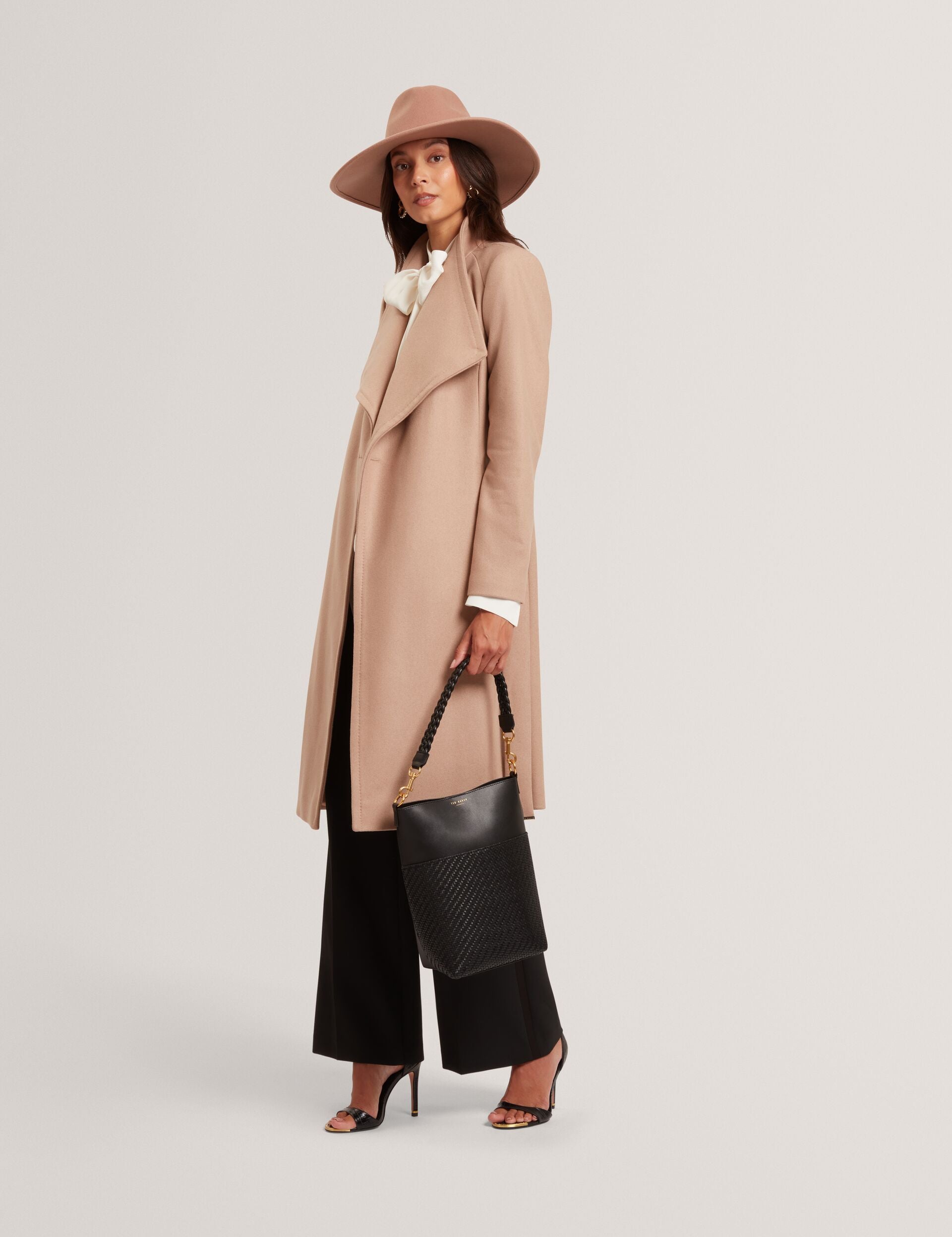 Mid Length Belted Wool Wrap Coat | Rose | Ted Baker US