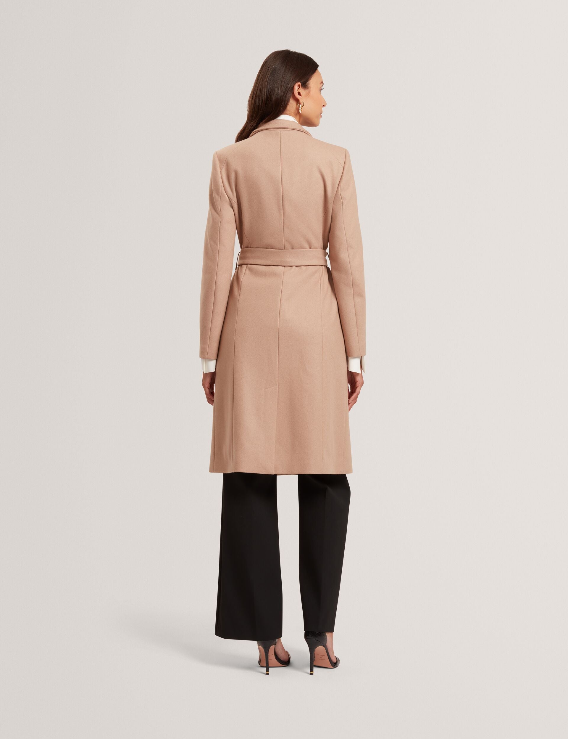 Mid Length Belted Wool Wrap Coat | Rose | Ted Baker IE