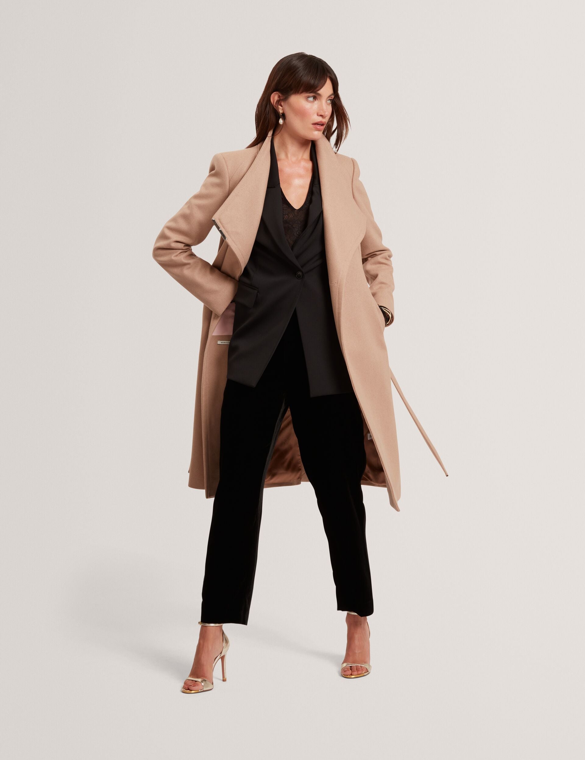 Mid Length Belted Wool Wrap Coat | Rose | Ted Baker US