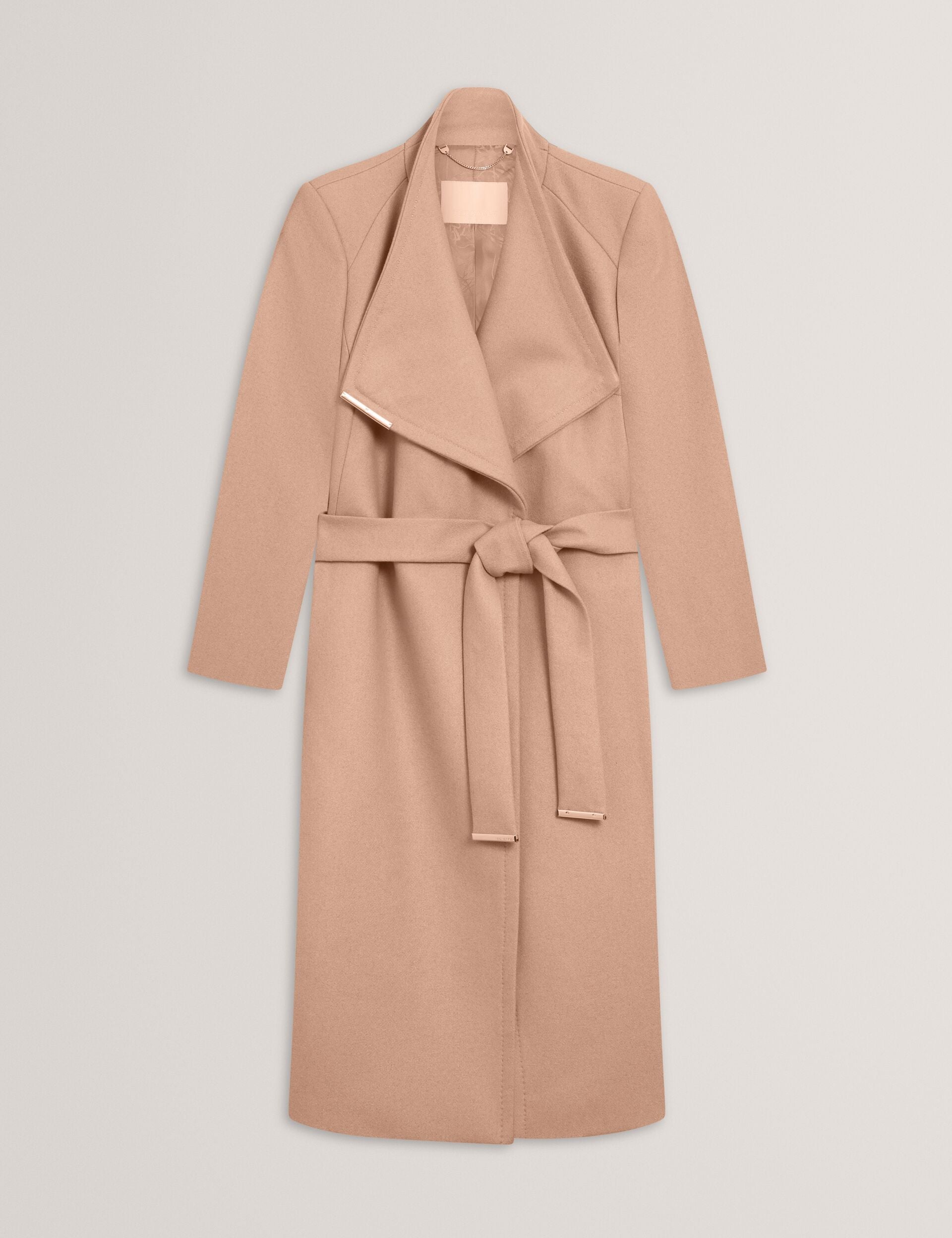 Camel Mid Length Belted Wool Wrap Coat | Rose | Ted Baker US