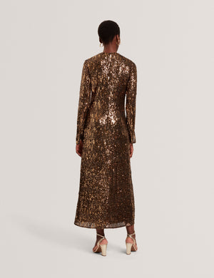 sequin dress ted baker Mixed Sequin Long Sleeve Midi Dress | Jadeaa