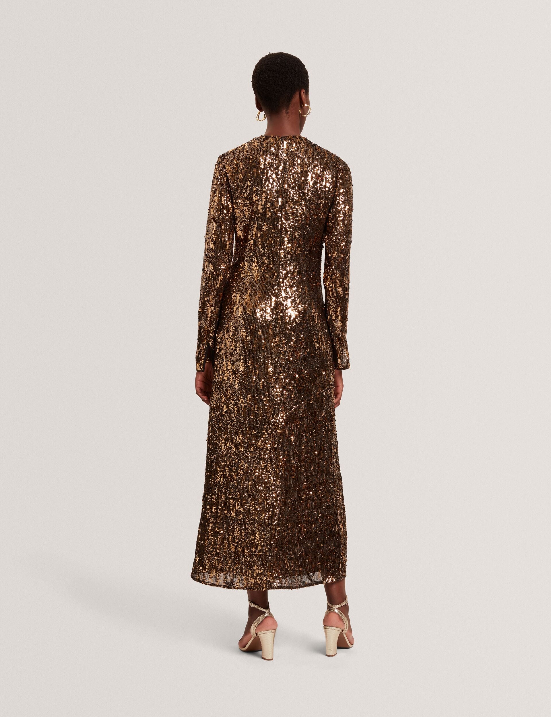 ted baker dress long sleeve TED BAKER Lilah Printed Long Sleeve Mesh Midi Dress