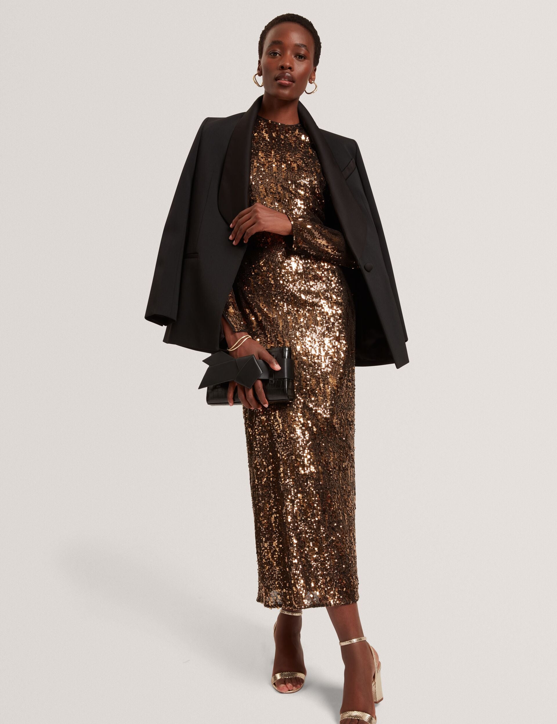 Mixed Sequin Long Sleeve Midi Dress | Jadeaa | Ted Baker UK Mixed Sequin Long Sleeve Midi Dress | Jadeaa | Ted Baker UK