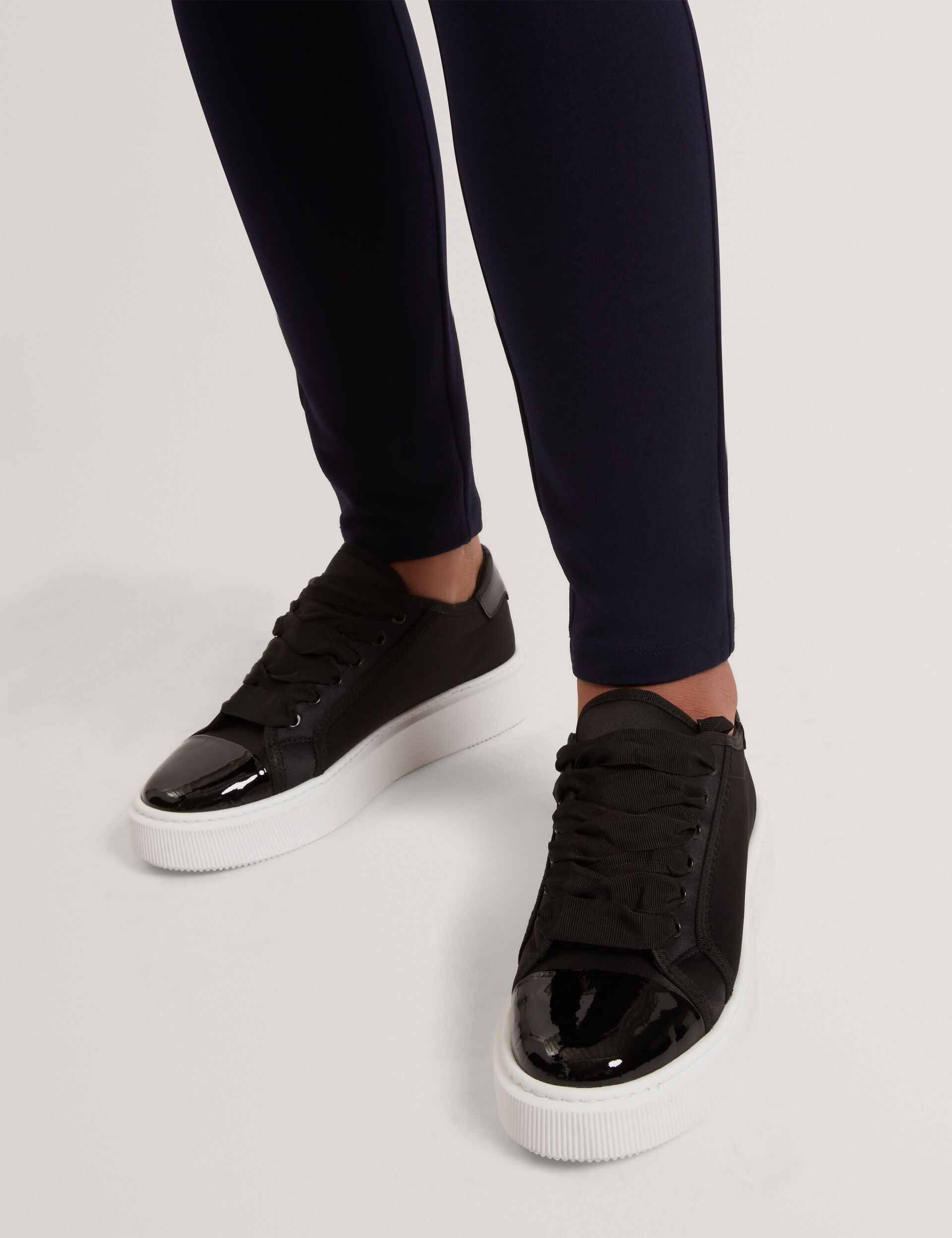 Black Satin Ribbon Lace Platform Trainers | Zaiina | Ted Baker UK