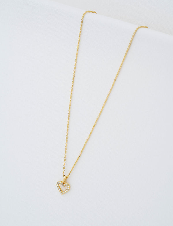 Gold Crystal Open Heart Pendant Necklace Amore Ted Baker UK