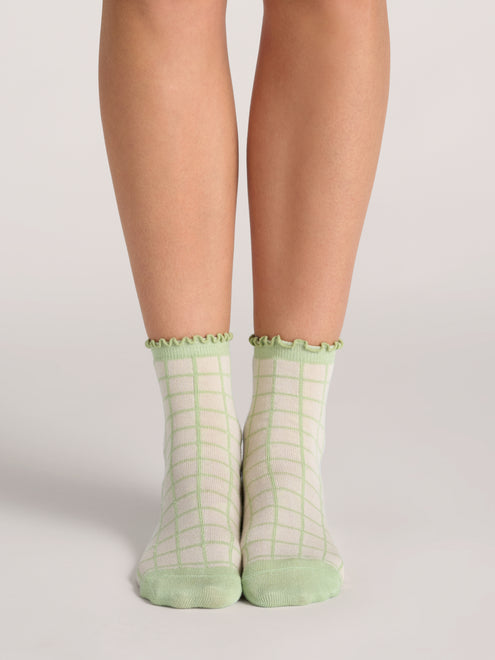 3 PK Women's Non Terry Ruffle Anklet | LT-GREEN