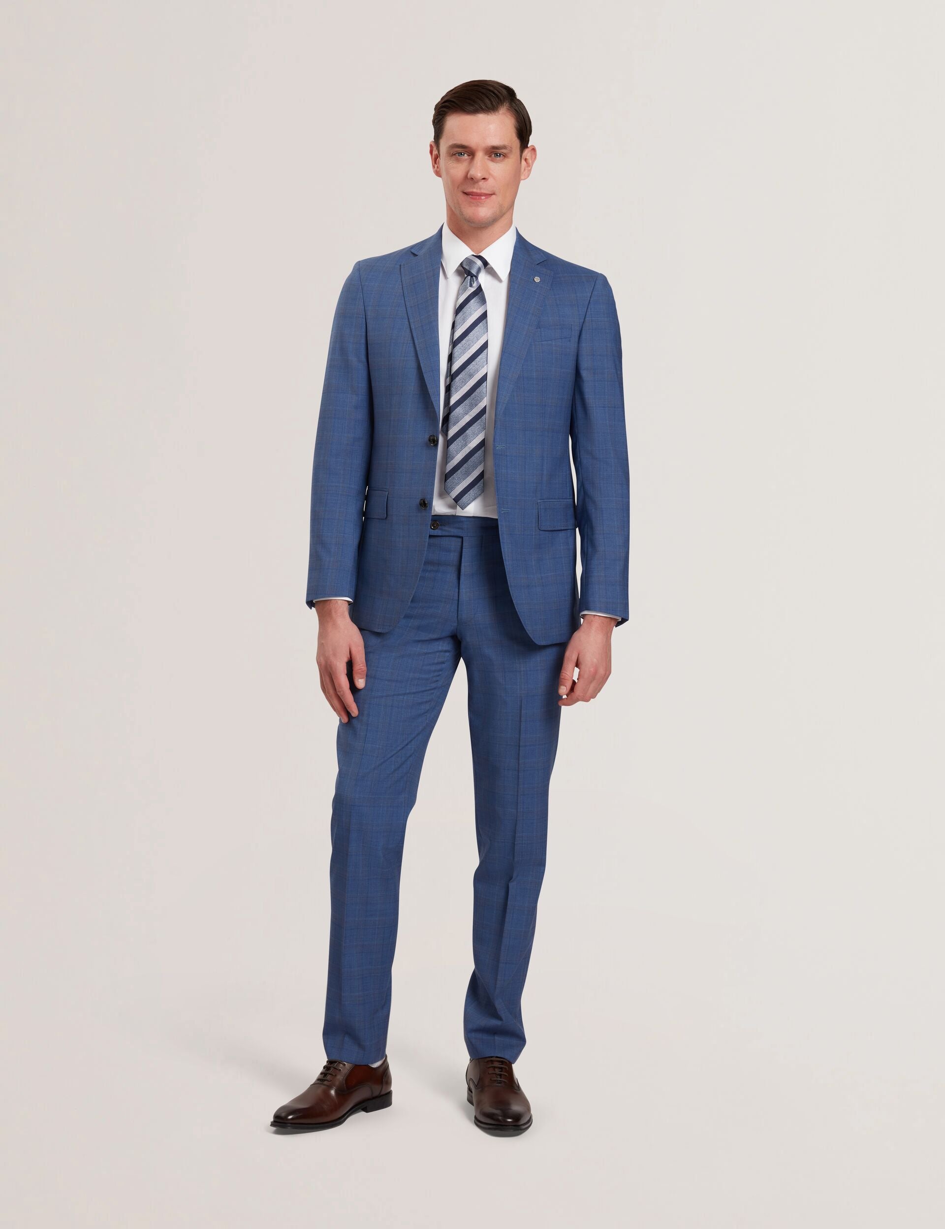 JAYAD - Slim Fit Blue Check Wool Suit Jacket