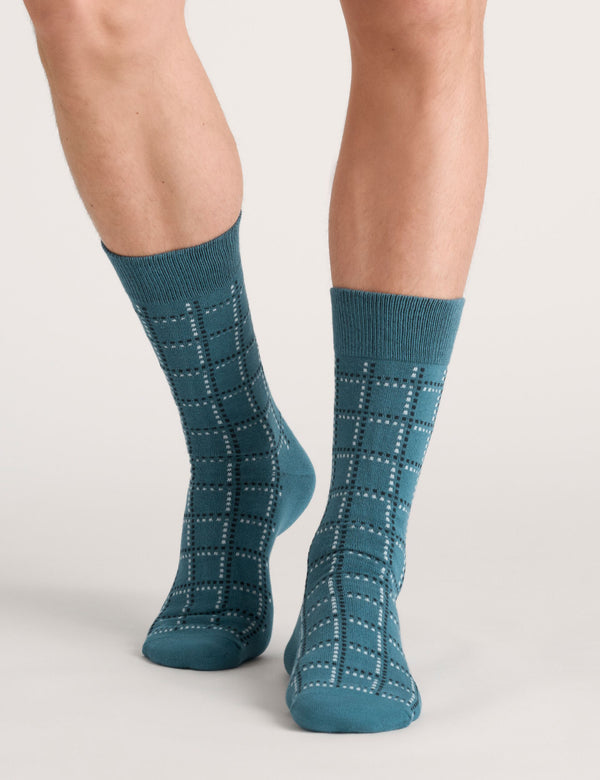 CREW GEOMETRIC CHECK | BLUE